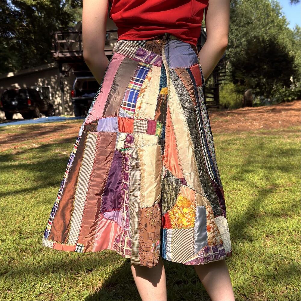Insane vintage art deco crazy quilt skirt - Picture 2 of 8